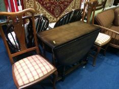Oak gateleg and a pair of chairs