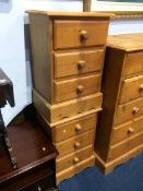 Pair of bedside pine chests