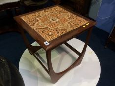 Teak tiled occasional table