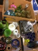 Three boxes of glassware