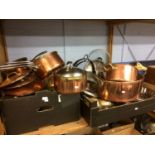 Various copper pans etc.