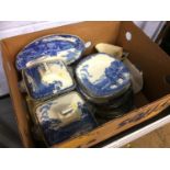 Assorted blue and white china