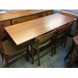 Teak drop leaf table and four chairs