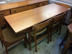 Teak drop leaf table and four chairs