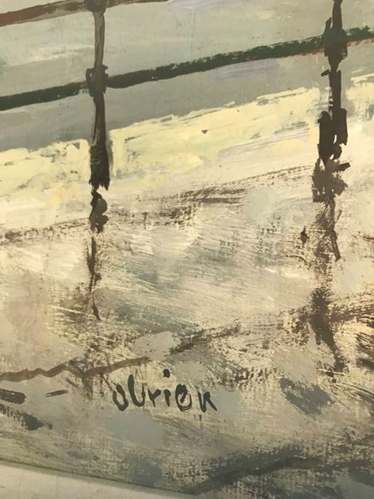 Oil on board, South Shields Pier, Alf O'Brien - Image 3 of 3