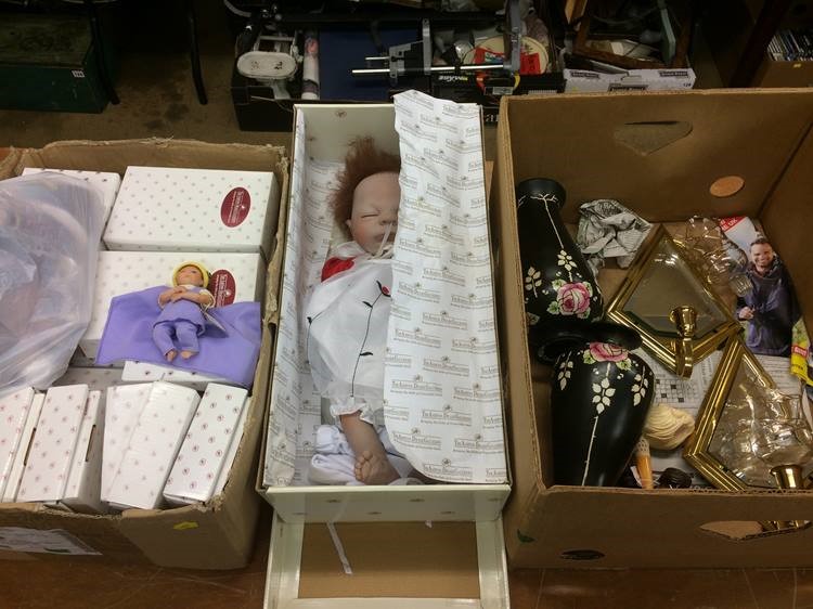 Quantity of dolls and a box of assorted