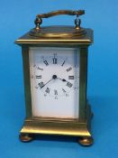 A small three glass carriage clock, with unsigned enamel dial