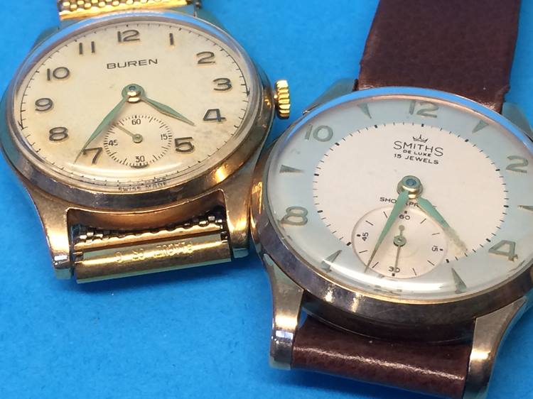 A Gents 9ct Smiths wristwatch together with a boxed Buren wristwatch, stamped '9' - Image 3 of 5