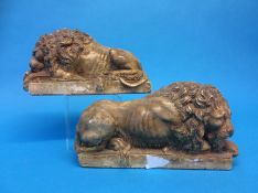 Pair of plaster recumbent Lions