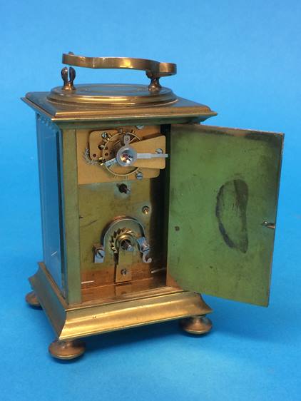 A small three glass carriage clock, with unsigned enamel dial - Image 3 of 3