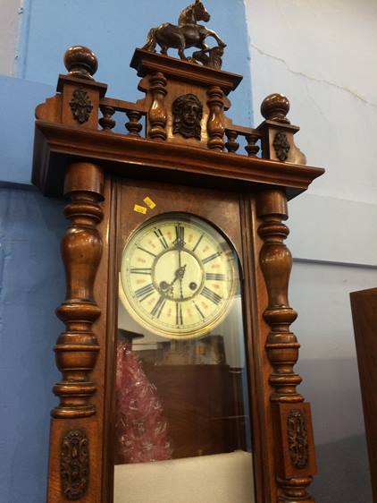 Walnut rectangular wall clock - Image 2 of 4