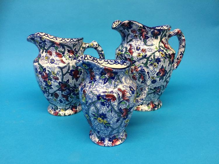 Two sets of three graduated Maling Chintz jugs - Image 7 of 8