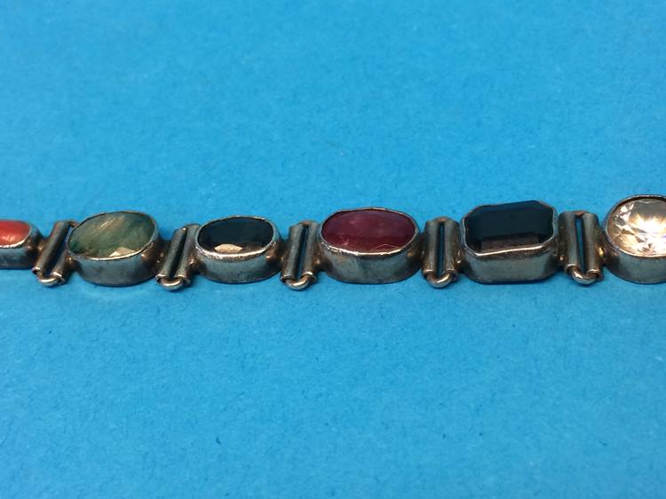 An Indian silver coloured bracelet mounted with semi precious stones - Image 2 of 4