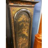 A Chinoiserie lacquered long case clock with eight day movement, the brass dial stamped Phillip