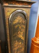 A Chinoiserie lacquered long case clock with eight day movement, the brass dial stamped Phillip