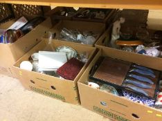 Five boxes of miscellaneous china, glassware, bric a brac etc.