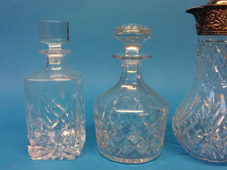 Two cut glass decanters and a claret jug - Image 9 of 10