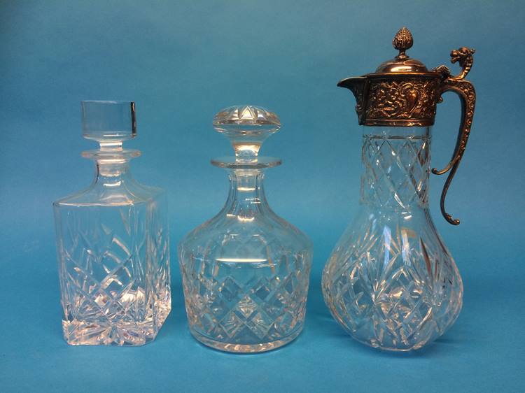 Two cut glass decanters and a claret jug - Image 2 of 10