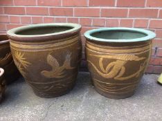 Two Oriental style planters