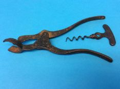 A 19th century Lund pattern corkscrew by Bourgogne and Co. Newcastle, together with one other