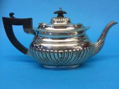 A silver tea pot, CT Burrows and Sons, Birmingham, 1910, 12.1oz