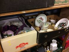 Three boxes of decorative china, Portmeirion etc.