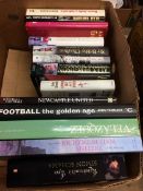 Box of books on Art and Football