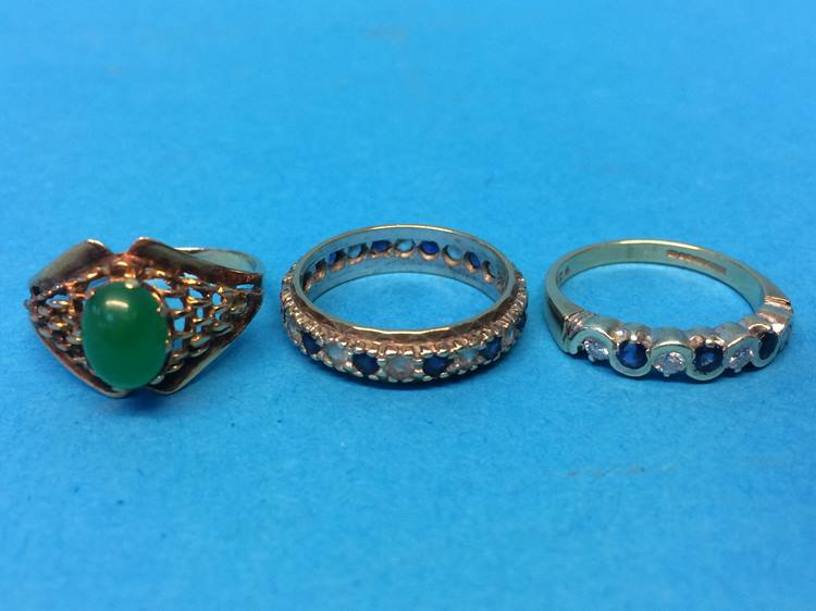 A 9ct gold ring and two others