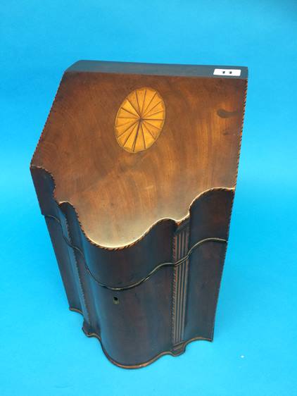 Inlaid mahogany knife box, converted to a stationa - Image 4 of 6