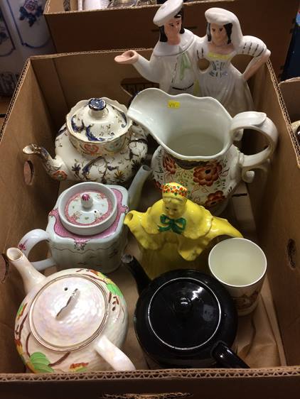 Two boxes of teapots, figures etc. - Image 2 of 6