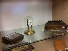 Oak desk tidy, anniversary clock etc.