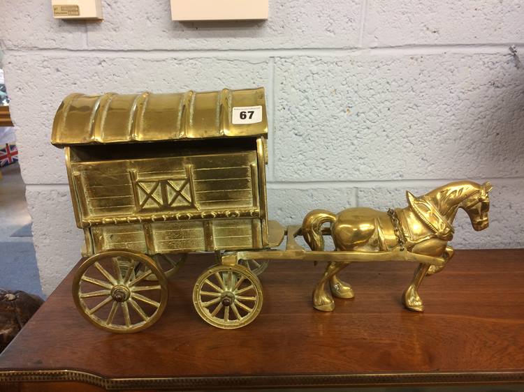 A solid brass horse and cart - Image 2 of 2