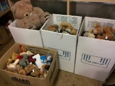 Four boxes of soft toys