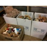 Four boxes of soft toys