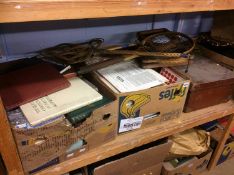 Box of books, records, tennis rackets etc.