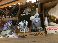 Four boxes of miscellaneous china etc. and a box of books