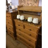 Two pine chest of drawers and a shoe rack