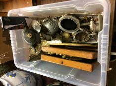 Box of metalware etc.