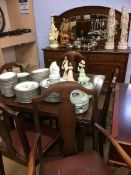 Mahogany dining room suite, comprising mirror back sideboard, table and four chairs (4+1)