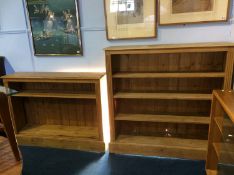 Two pine open bookcases