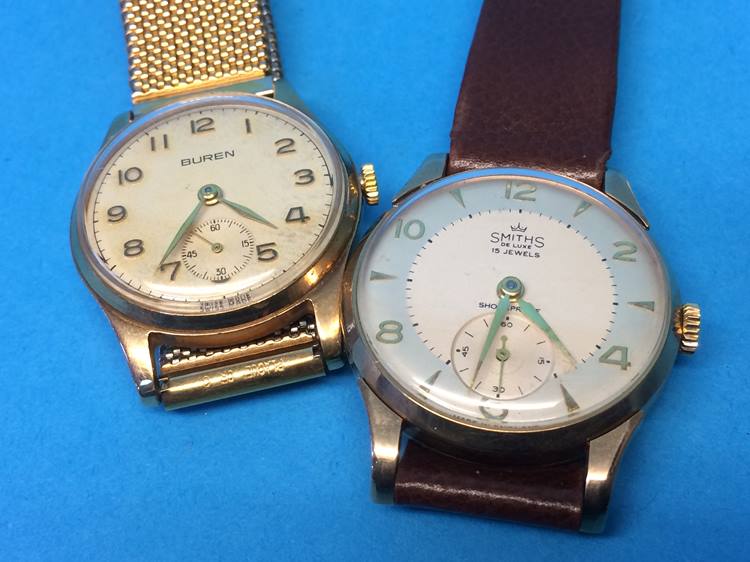 A Gents 9ct Smiths wristwatch together with a boxed Buren wristwatch, stamped '9' - Image 2 of 5