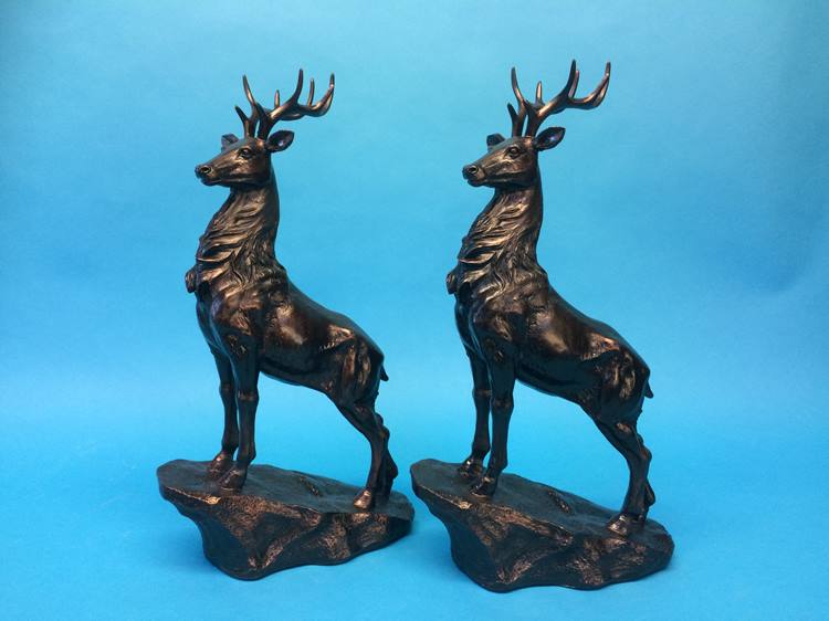 Pair of bronze style stags - Image 2 of 6