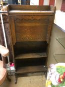 An oak bureau bookcase and a Victorian chair