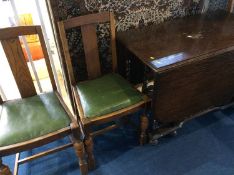 Oak gateleg table and four chairs