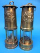 Pair of Cambrian brass Miner's lamps