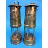 Pair of Cambrian brass Miner's lamps