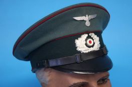 A German Nebeltruppen (Smoke Troop) Non-Commissioned Officer's (NCO) visor cap, stamped Deutsche