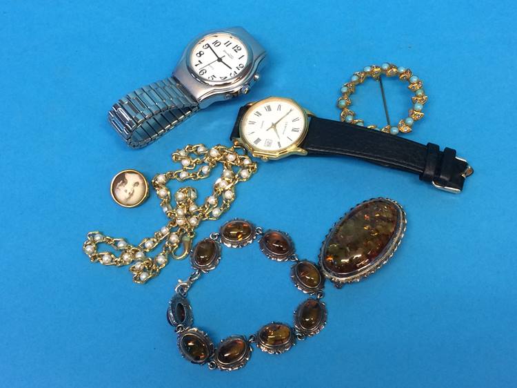 Quantity of costume jewellery and wristwatches, together in one bag