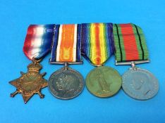 A group of four un named World War I medals