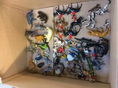 Collection of Britains and other lead figures including Zoo and Circus figures and a fox hunt